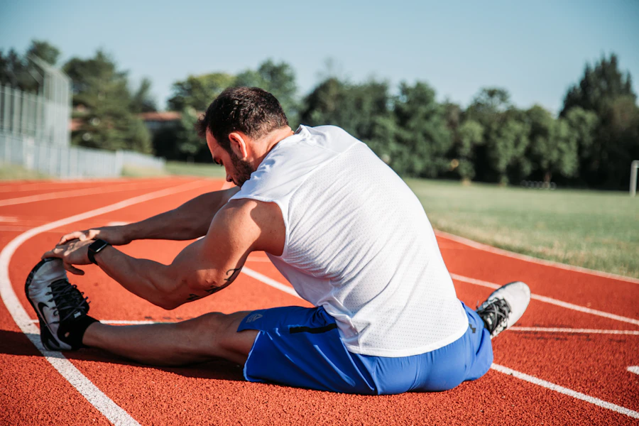 Person working through a guided mobility stretch as part of post-op recovery